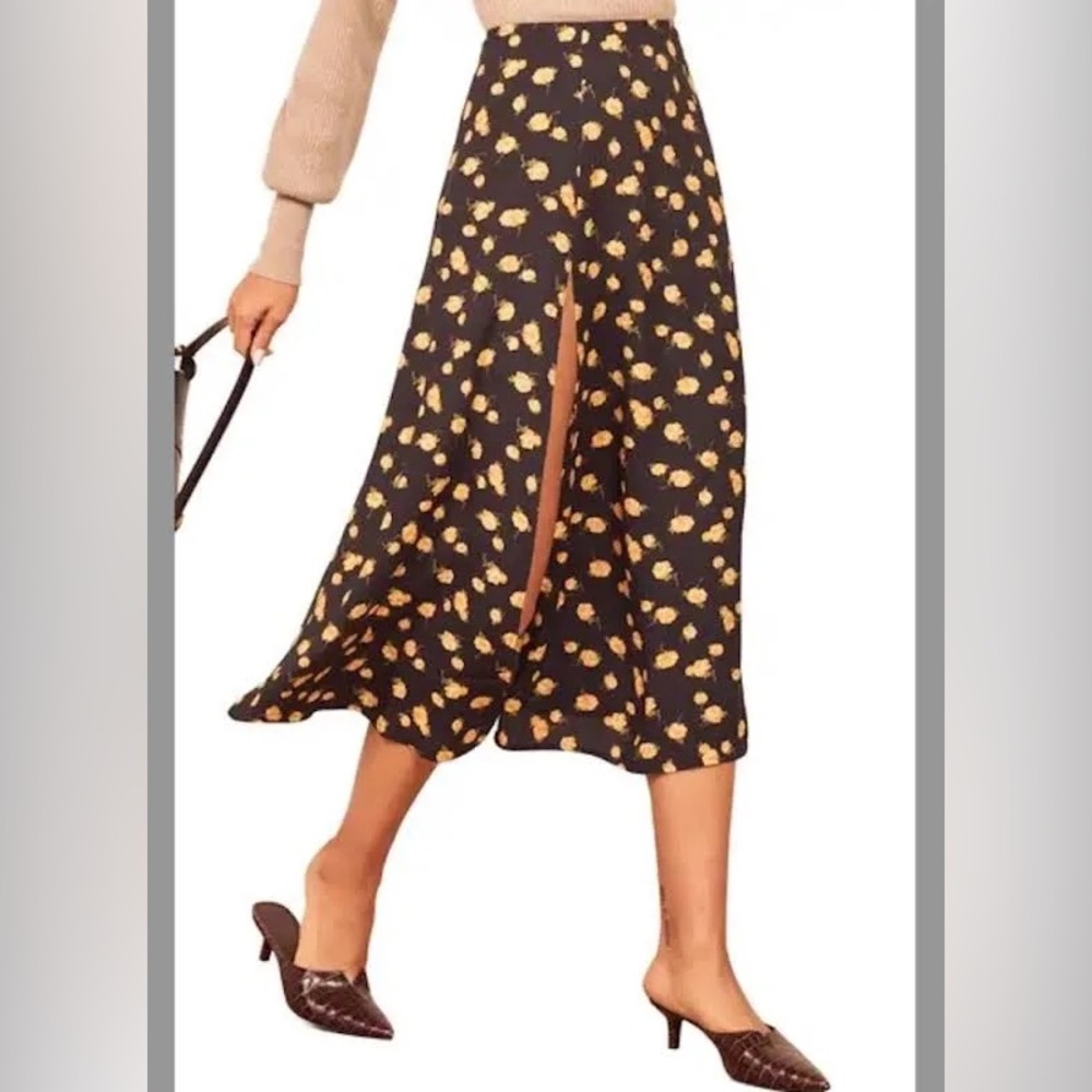 Reformation Zoe Side Slit Midi Skirt